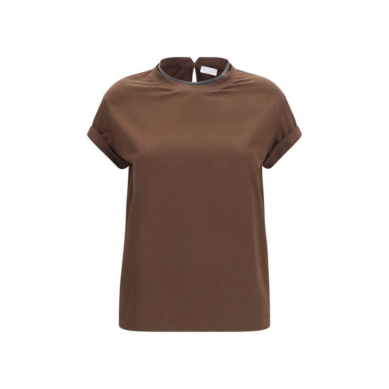 Brunello Cucinelli Brown Elastane T-Shirt for Women