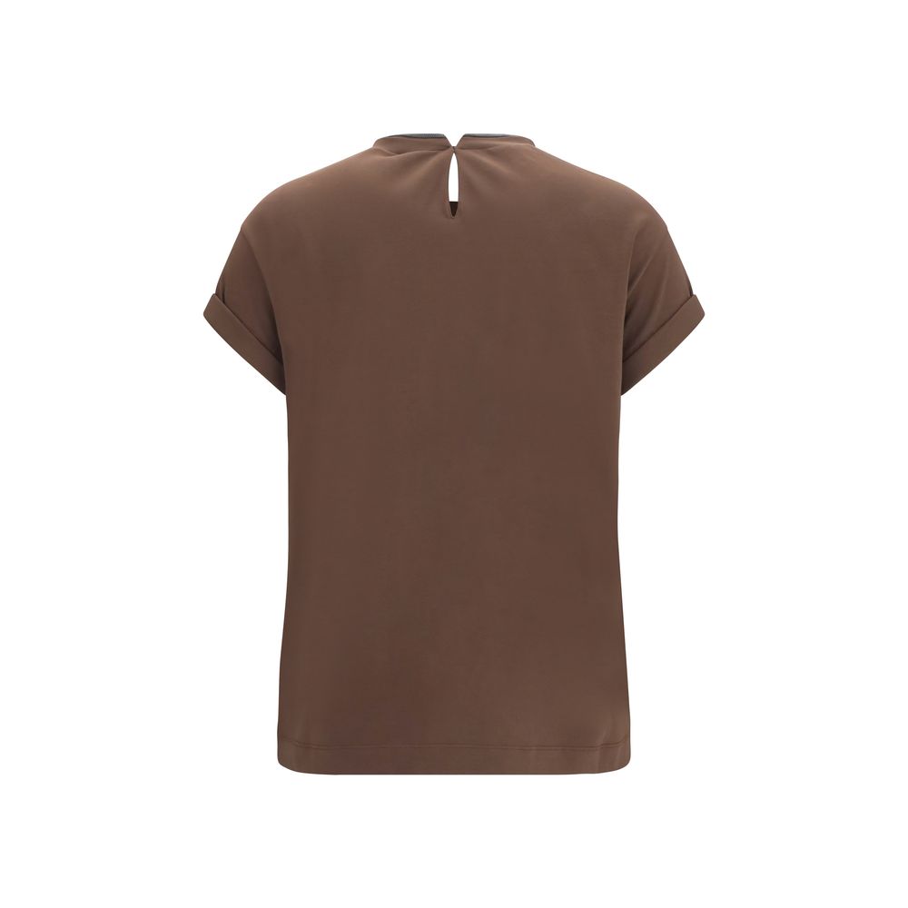 Brunello Cucinelli Brown Elastane T-Shirt for Women
