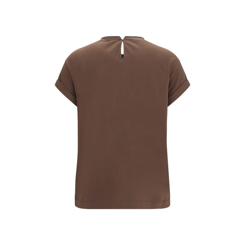 Brunello Cucinelli Brown Elastane T-Shirt for Women