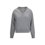 Brunello Cucinelli Gray Cashmere Sweater - V-Neck Design