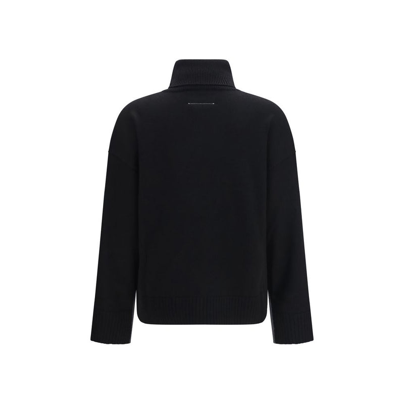 MM6 Black Wool Oves Aries Sweatshirt - Contemporary Style