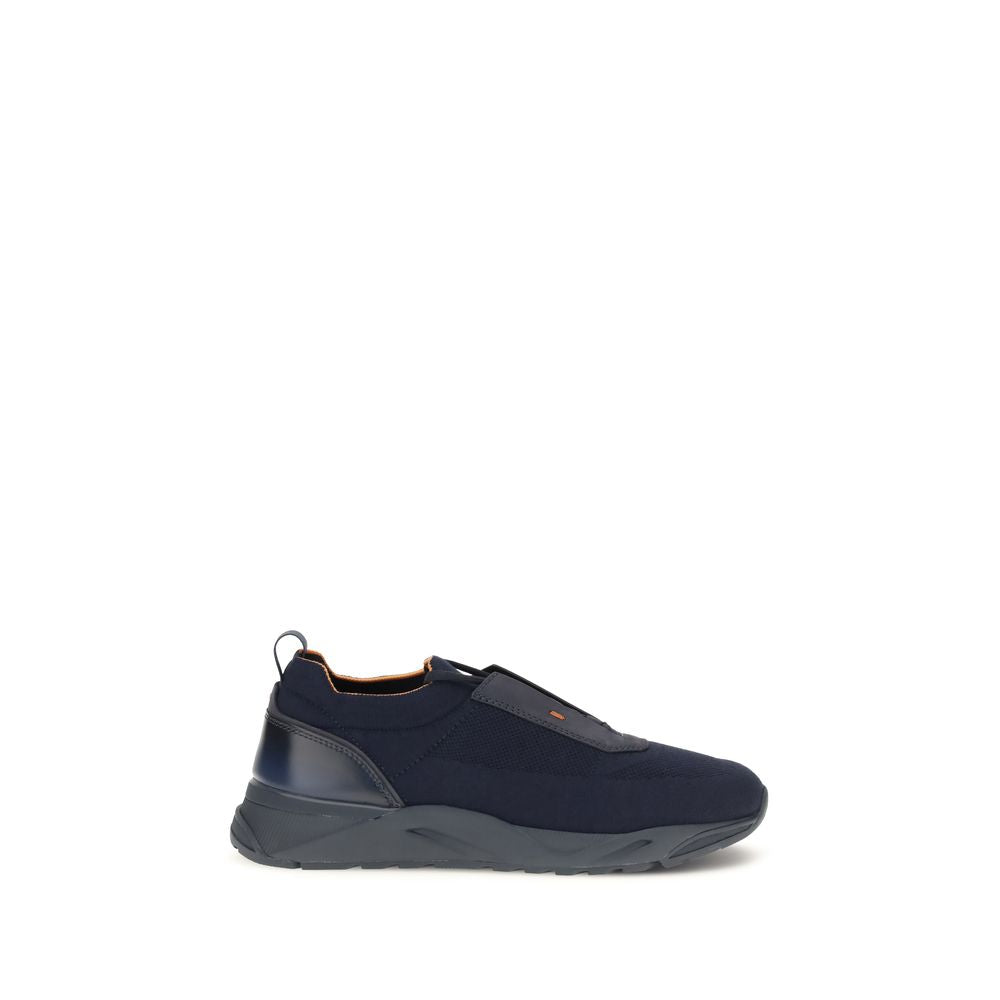 Santoni Blue Fabric Athletic Sneakers - Slip-On Style