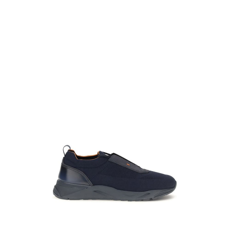 Santoni Blue Fabric Athletic Sneakers - Slip-On Sporty Design