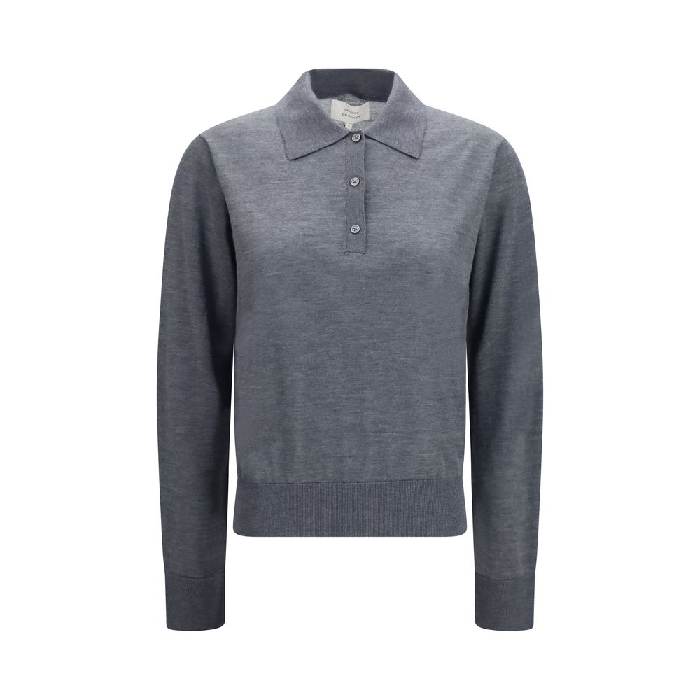 Loulou De Saison Gray Cashmere Polo Shirt - Miles Model