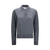 Loulou De Saison Gray Cashmere Polo Shirt - Miles Model