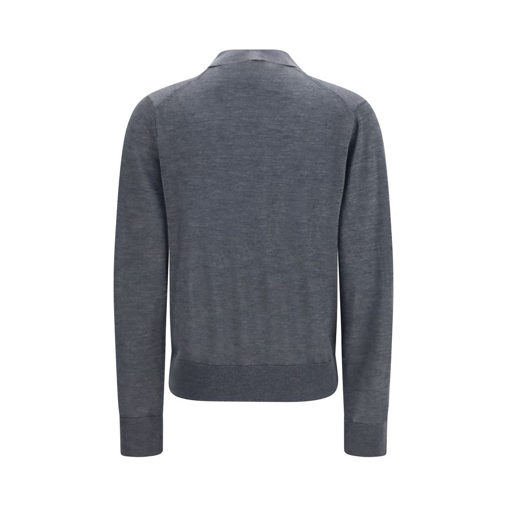 Loulou De Saison Gray Cashmere Polo Shirt - Miles Model