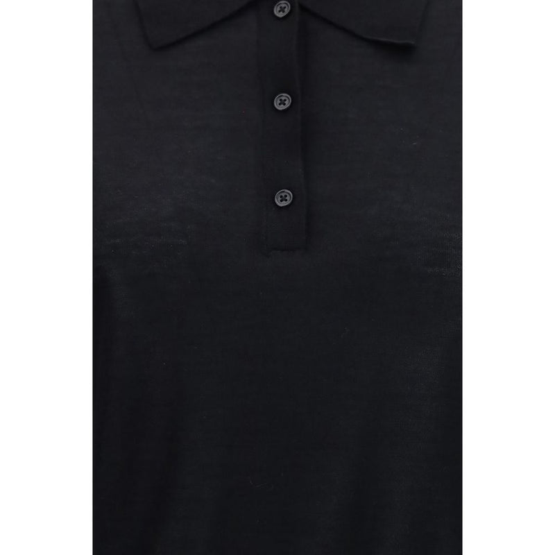 Loulou De Saison Black Cashmere Polo Shirt