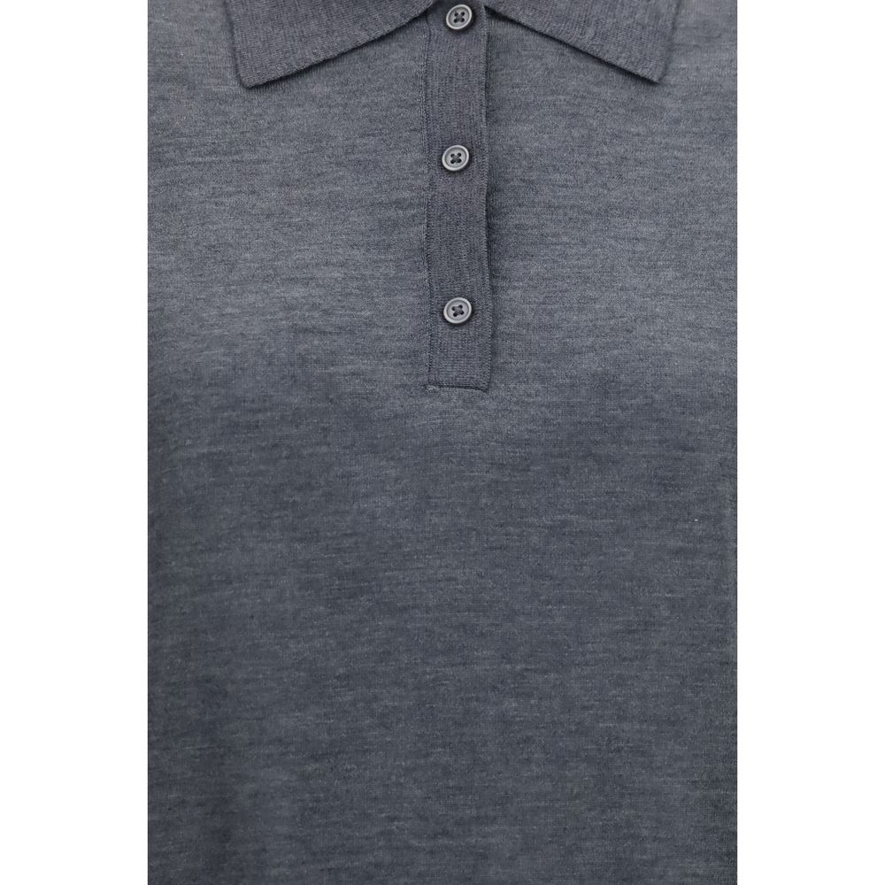 Loulou De Saison Gray Cashmere Polo Shirt - Miles Model