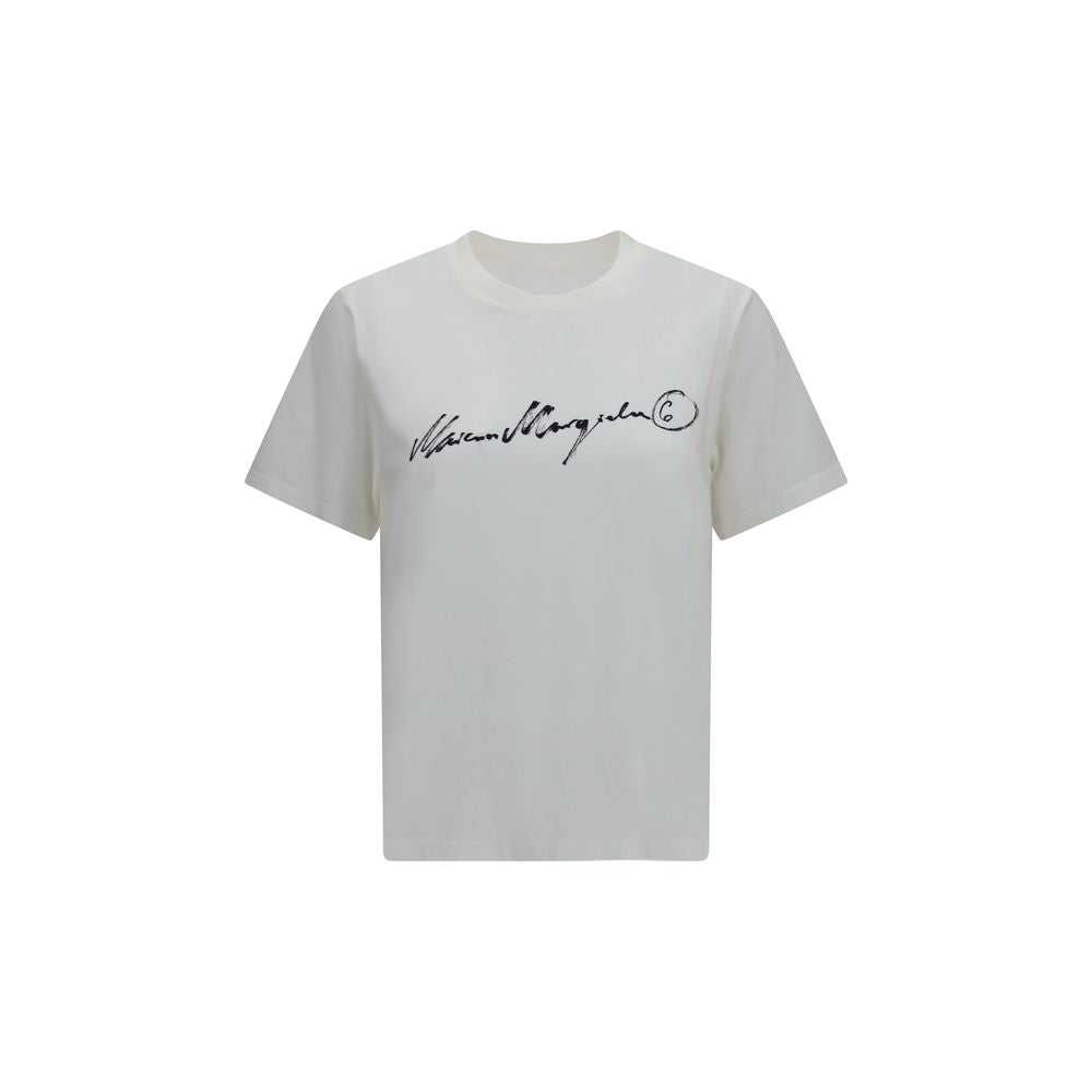 T-Shirt en Coton Blanc MM6 Maison Margiela