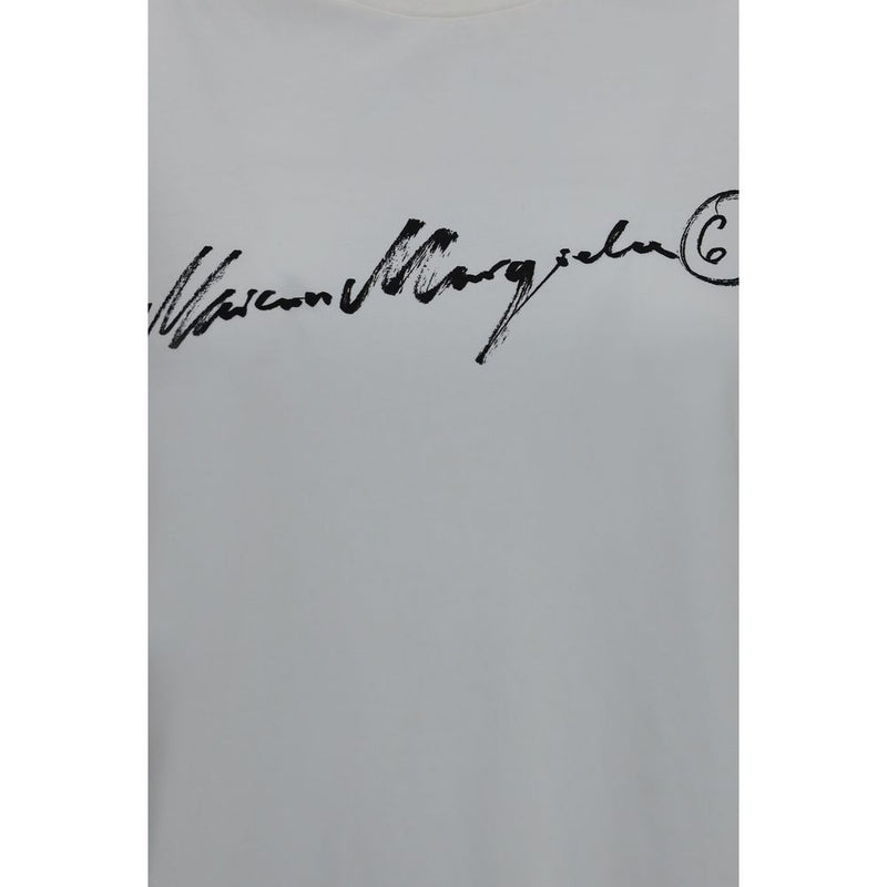 MM6 White Cotton T-Shirt with Central Print