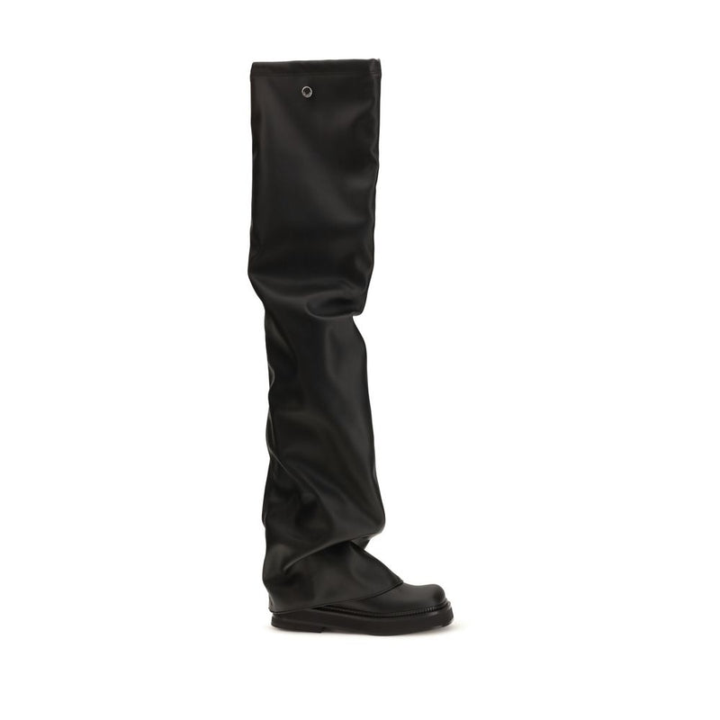 The Attico Black Polyurethane Over The Knee Boots