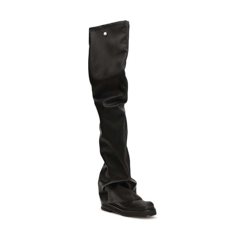 The Attico Black Polyurethane Over The Knee Boots