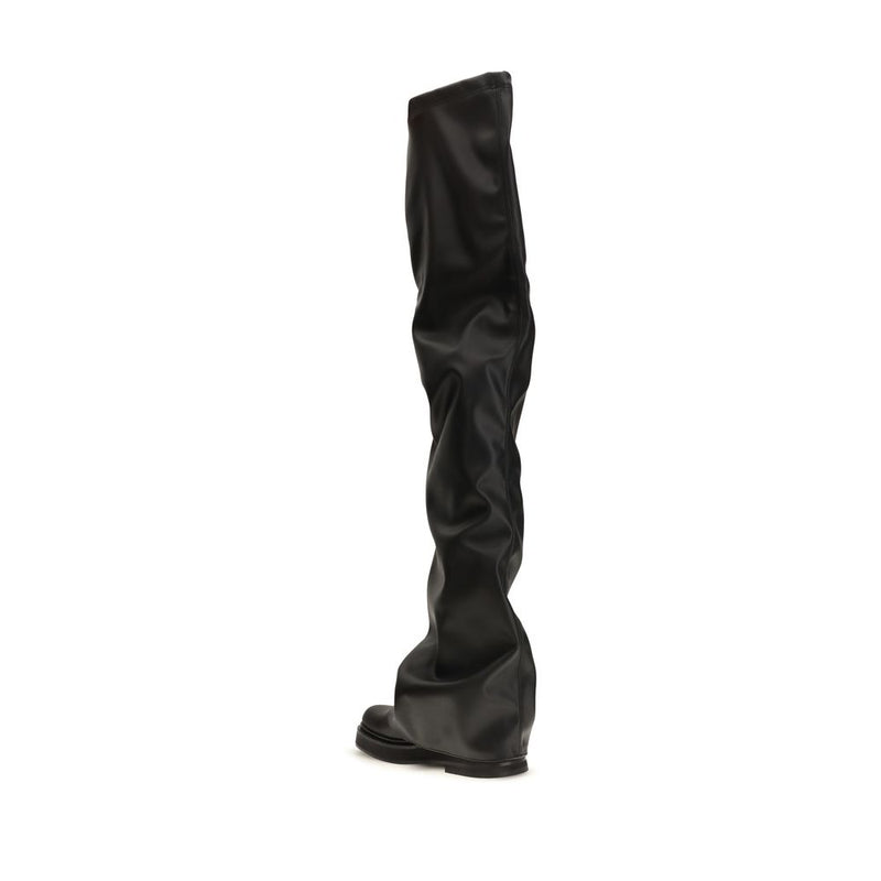 The Attico Black Polyurethane Over The Knee Boots