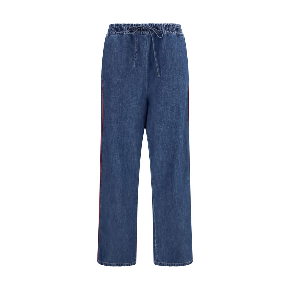 Valentino Garavani Blue Wide-Leg Denim Casual Pants for Women