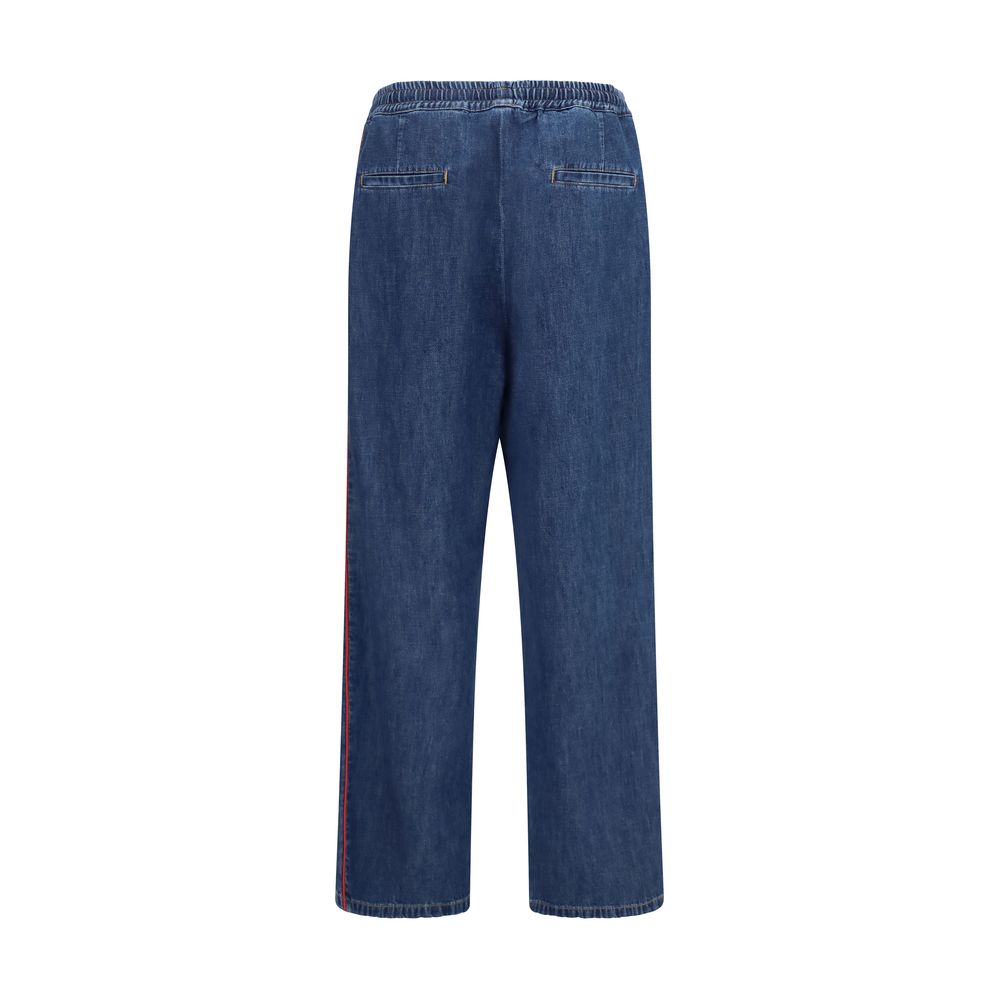 Valentino Garavani Blue Wide-Leg Denim Casual Pants for Women