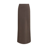 Loulou De Saison Brown Silk Long Skirt - Elegant A-Line Design