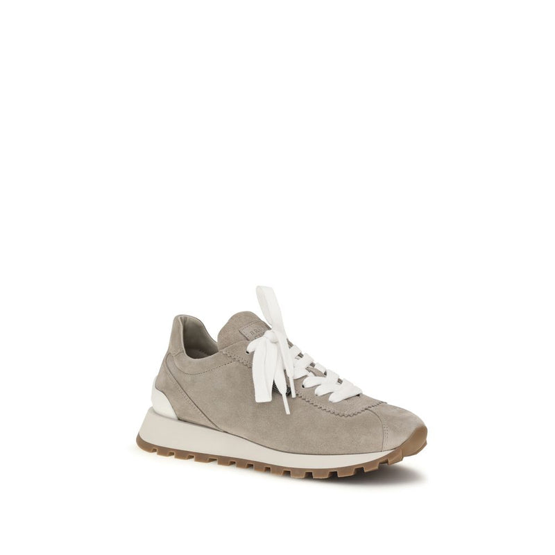 Brunello Cucinelli Blue Calf Leather Bos Taurus Athletic Sneakers