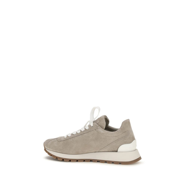 Brunello Cucinelli Blue Calf Leather Bos Taurus Athletic Sneakers