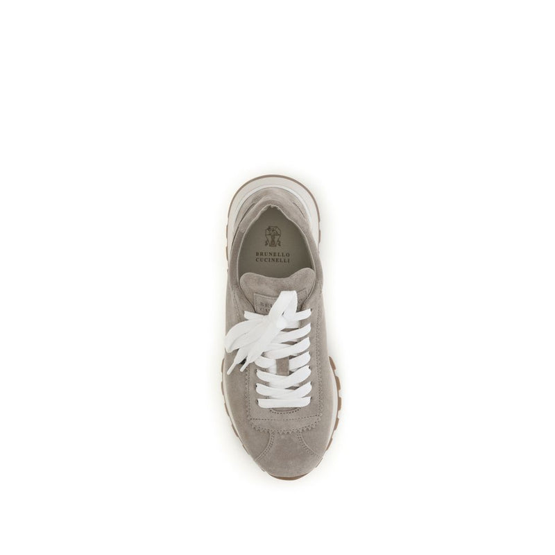 Brunello Cucinelli Blue Calf Leather Bos Taurus Athletic Sneakers