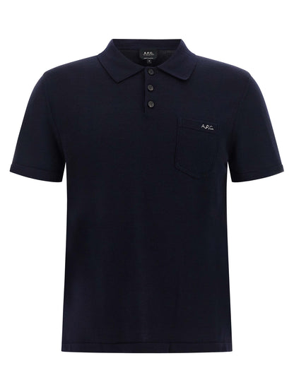 A.P.C. Blue Virgin Wool Polo Shirt