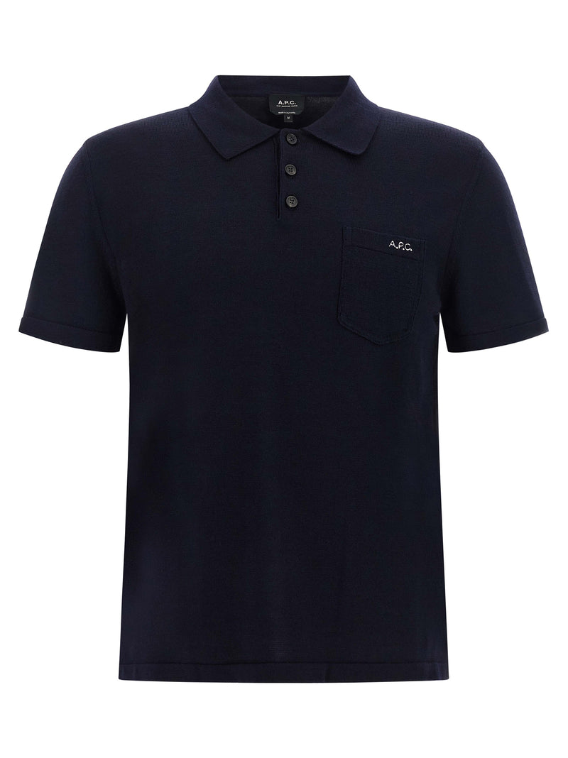 A.P.C. Blue Virgin Wool Polo Shirt