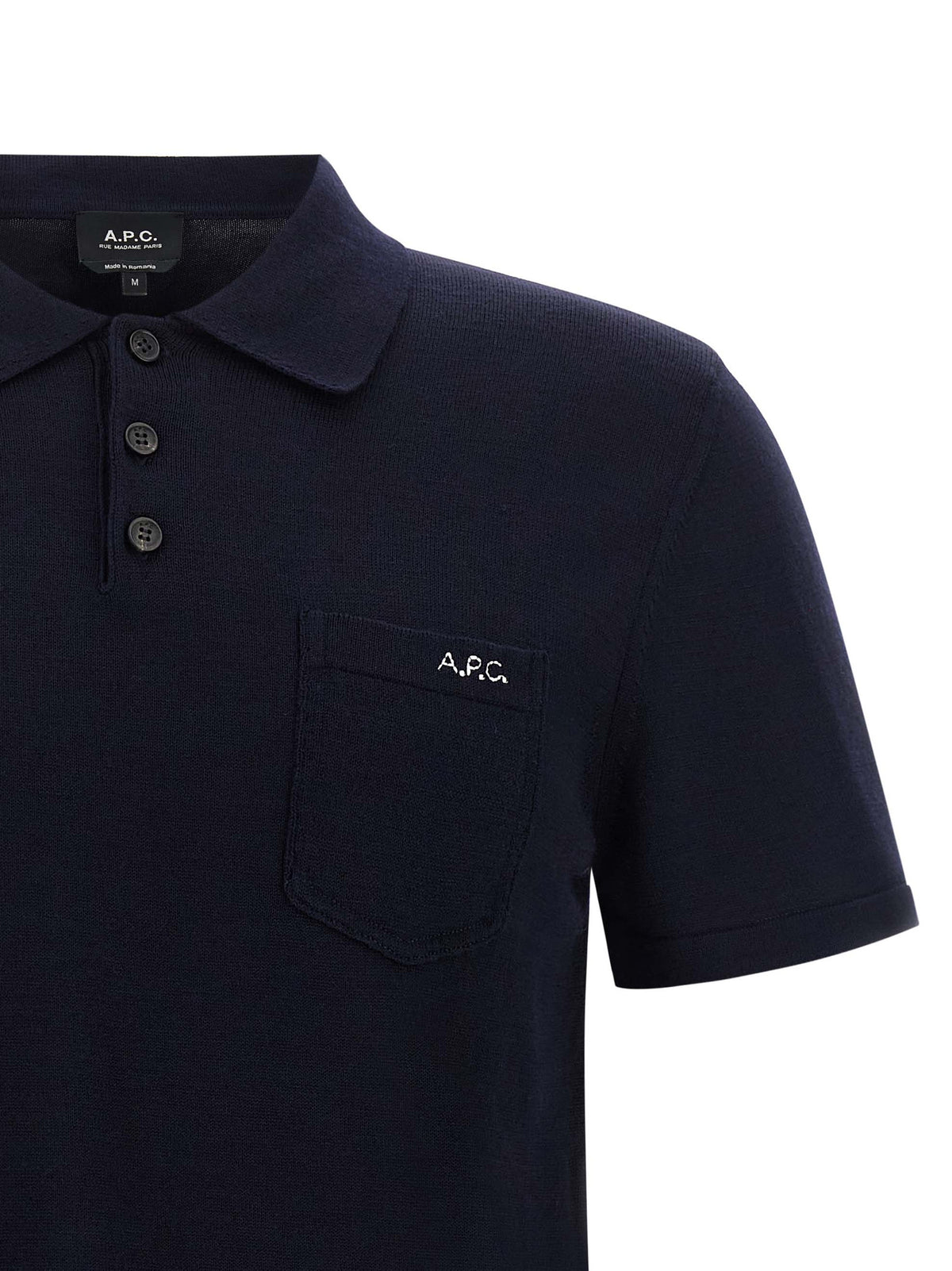 A.P.C. Blue Virgin Wool Polo Shirt
