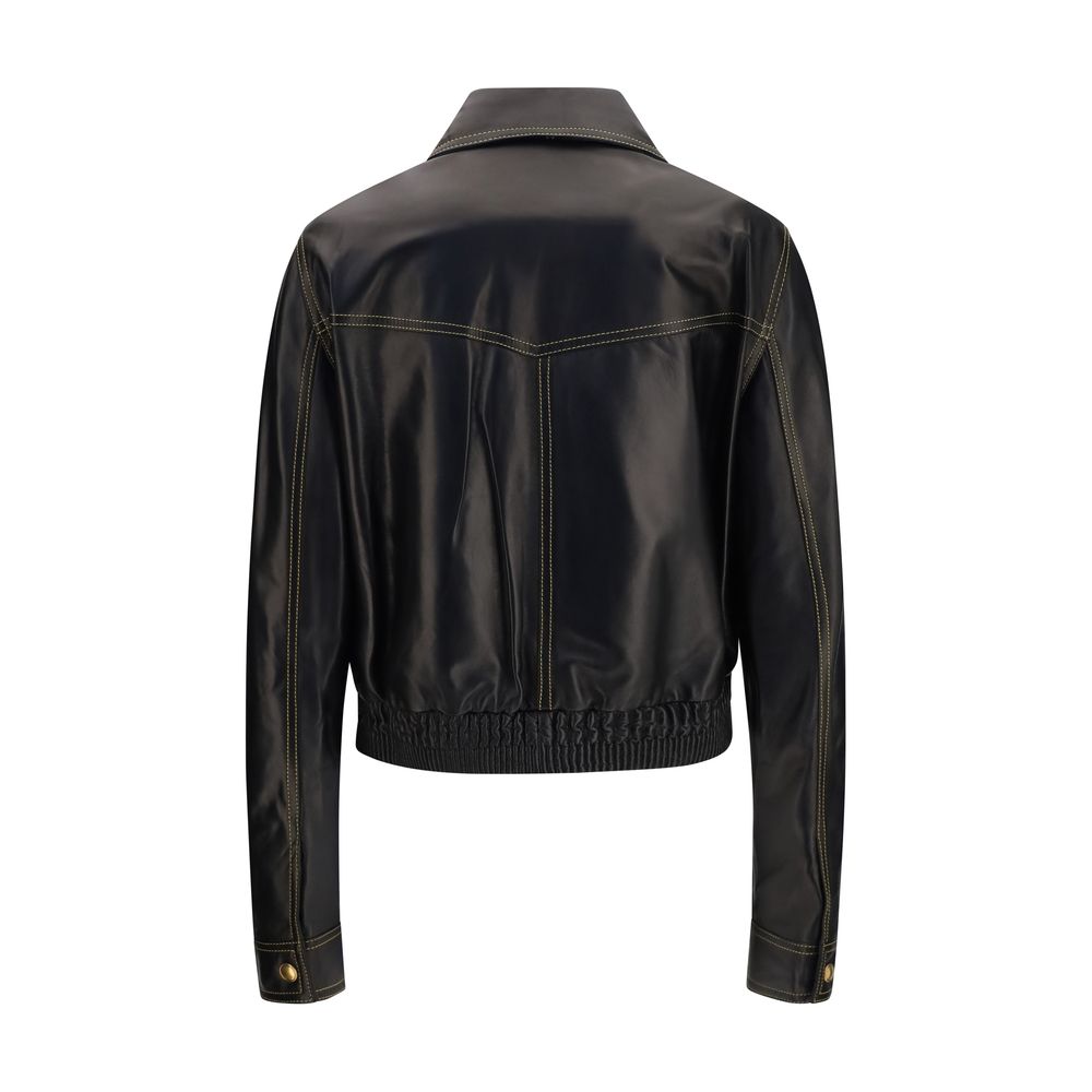 Versace Black Lamb Ovis Aries Leather Jacket