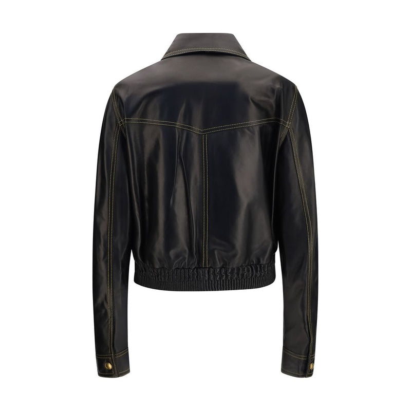 Versace Black Lamb Ovis Aries Leather Jacket