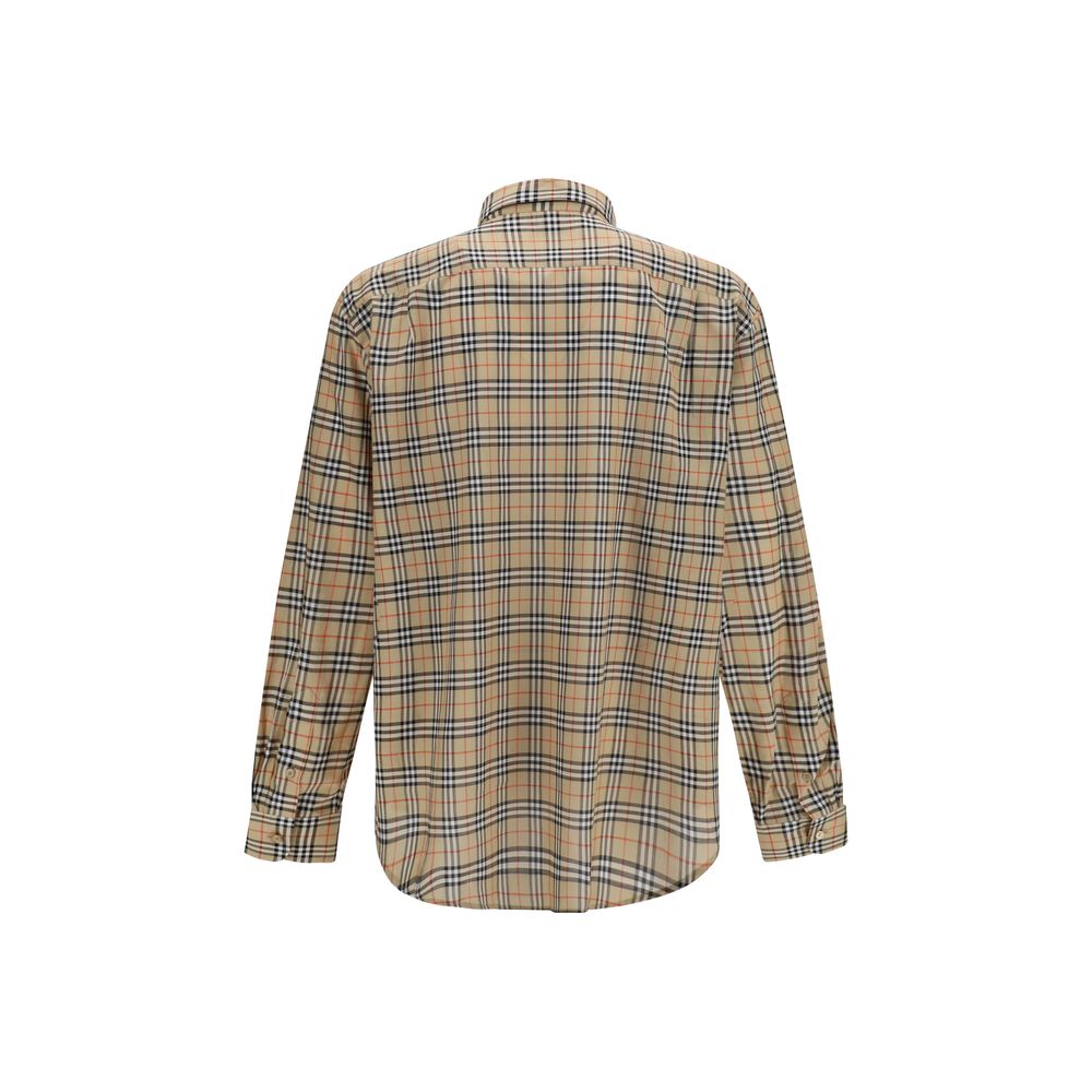 Burberry Beige Cotton Check Pattern Shirt for Men