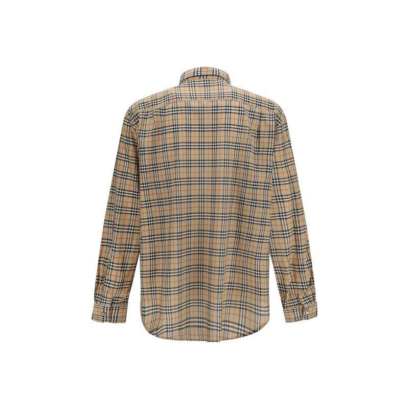 Burberry Beige Cotton Check Pattern Shirt for Men