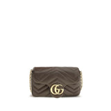 Gucci Brown Calf Leather Bos Taurus Handbag - GG Marmont