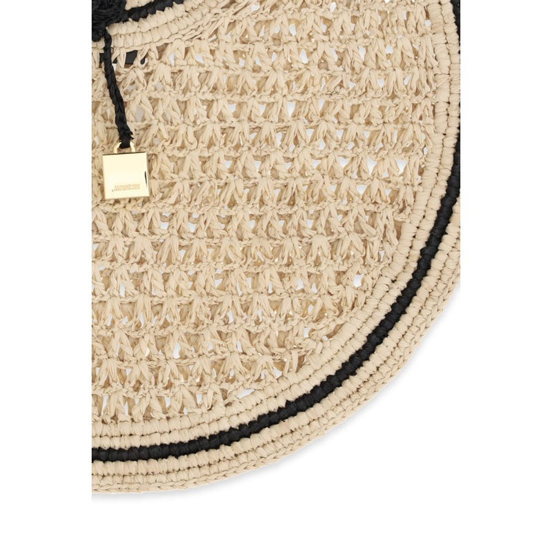 Jacquemus Le Petit Rond Spiaggia Beige Raffia Handbag