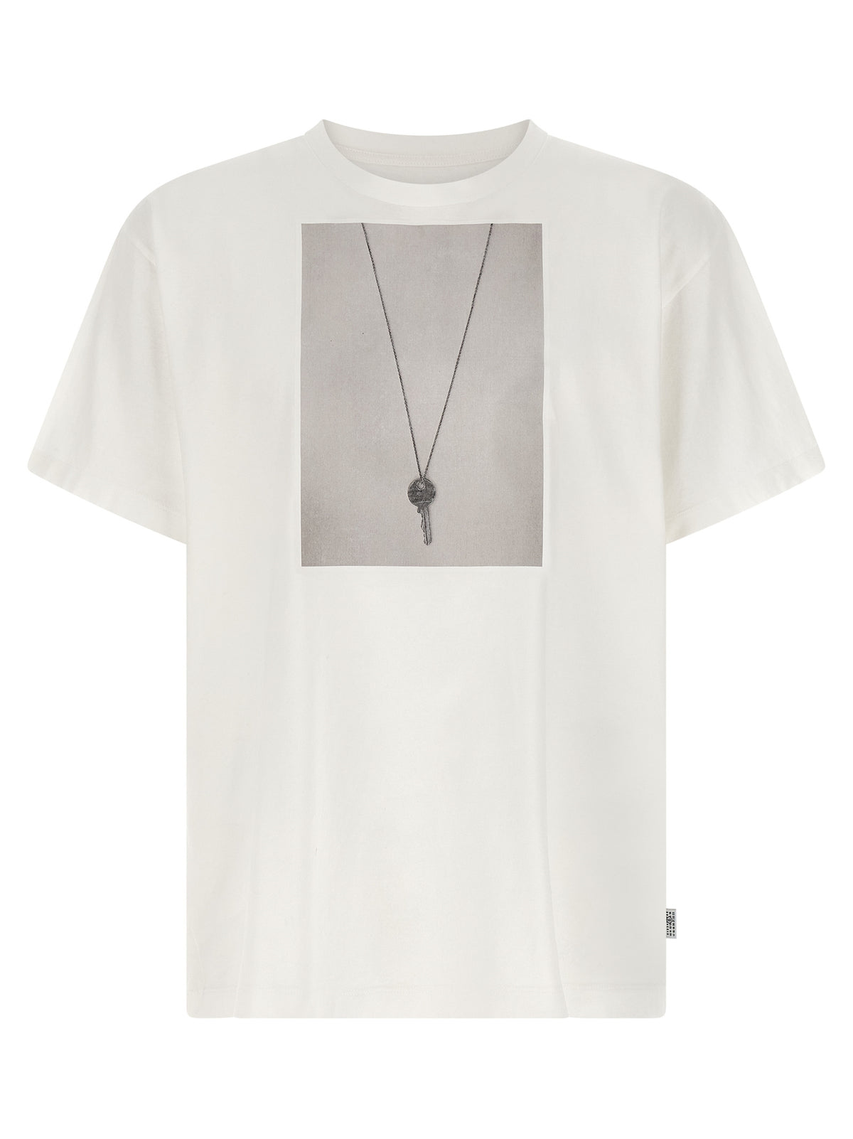 MM6 Maison Margiela White Cotton T-Shirt with Chiave Print