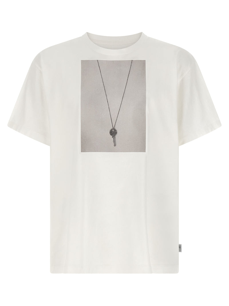 MM6 Maison Margiela White Cotton T-Shirt with Chiave Print