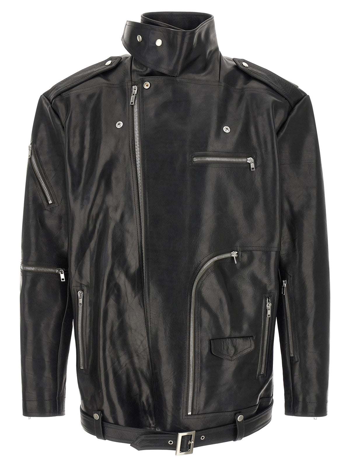 Rick Owens Jumbo Bauhaus Stooges Black Bull Skin Leather Jacket