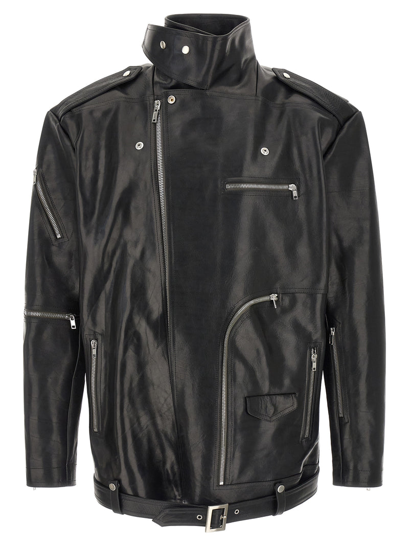 Rick Owens Jumbo Bauhaus Stooges Black Bull Skin Leather Jacket