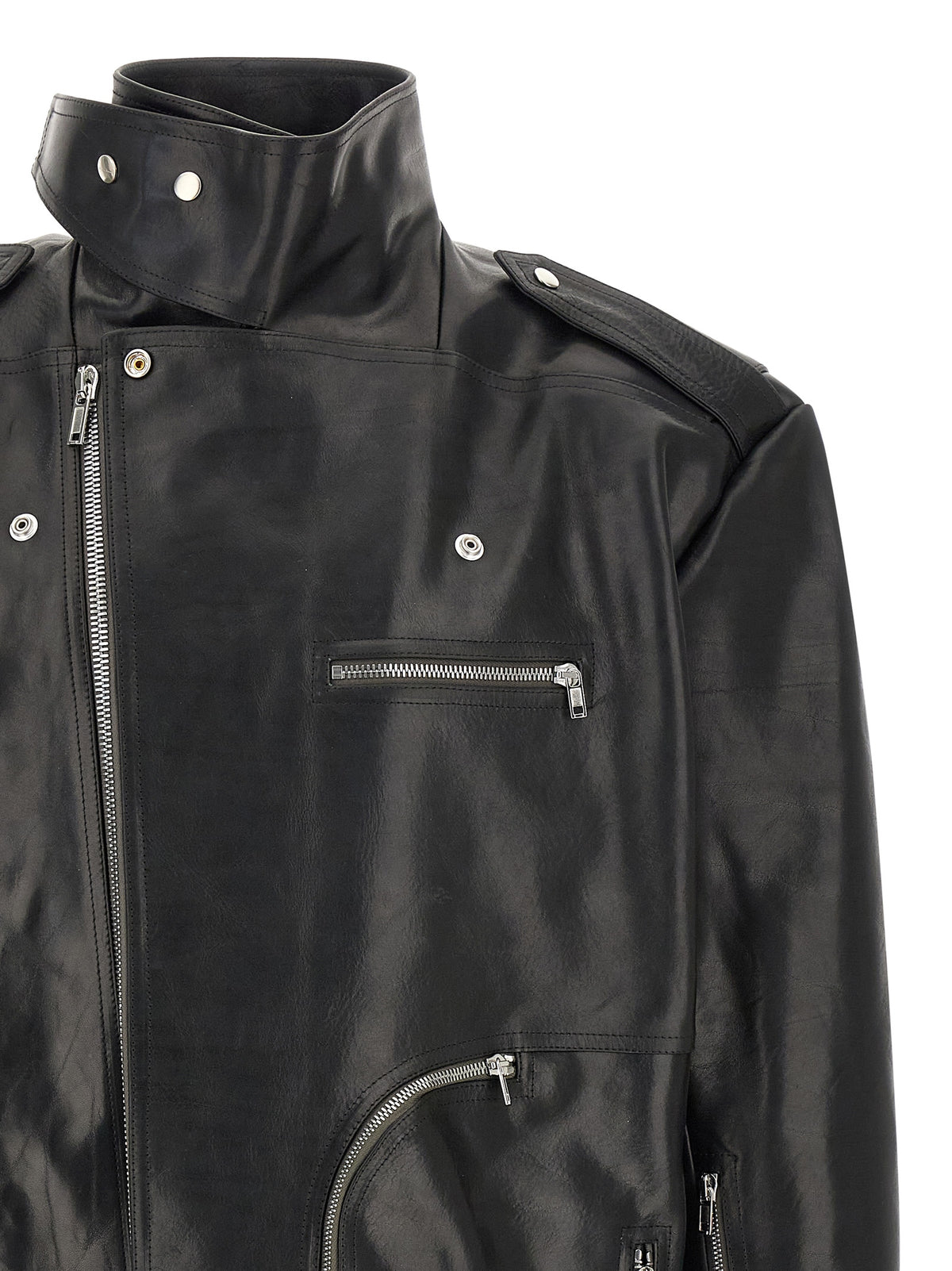 Rick Owens Jumbo Bauhaus Stooges Black Bull Skin Leather Jacket