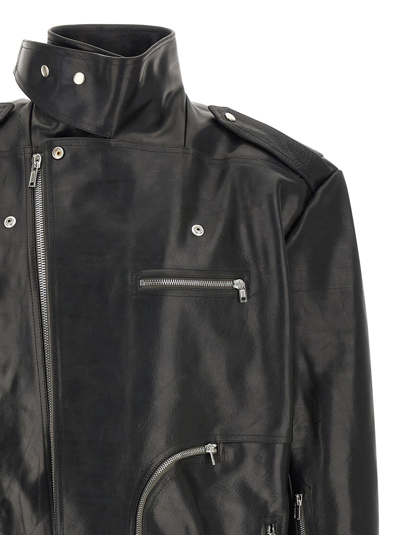 Rick Owens Jumbo Bauhaus Stooges Black Bull Skin Leather Jacket