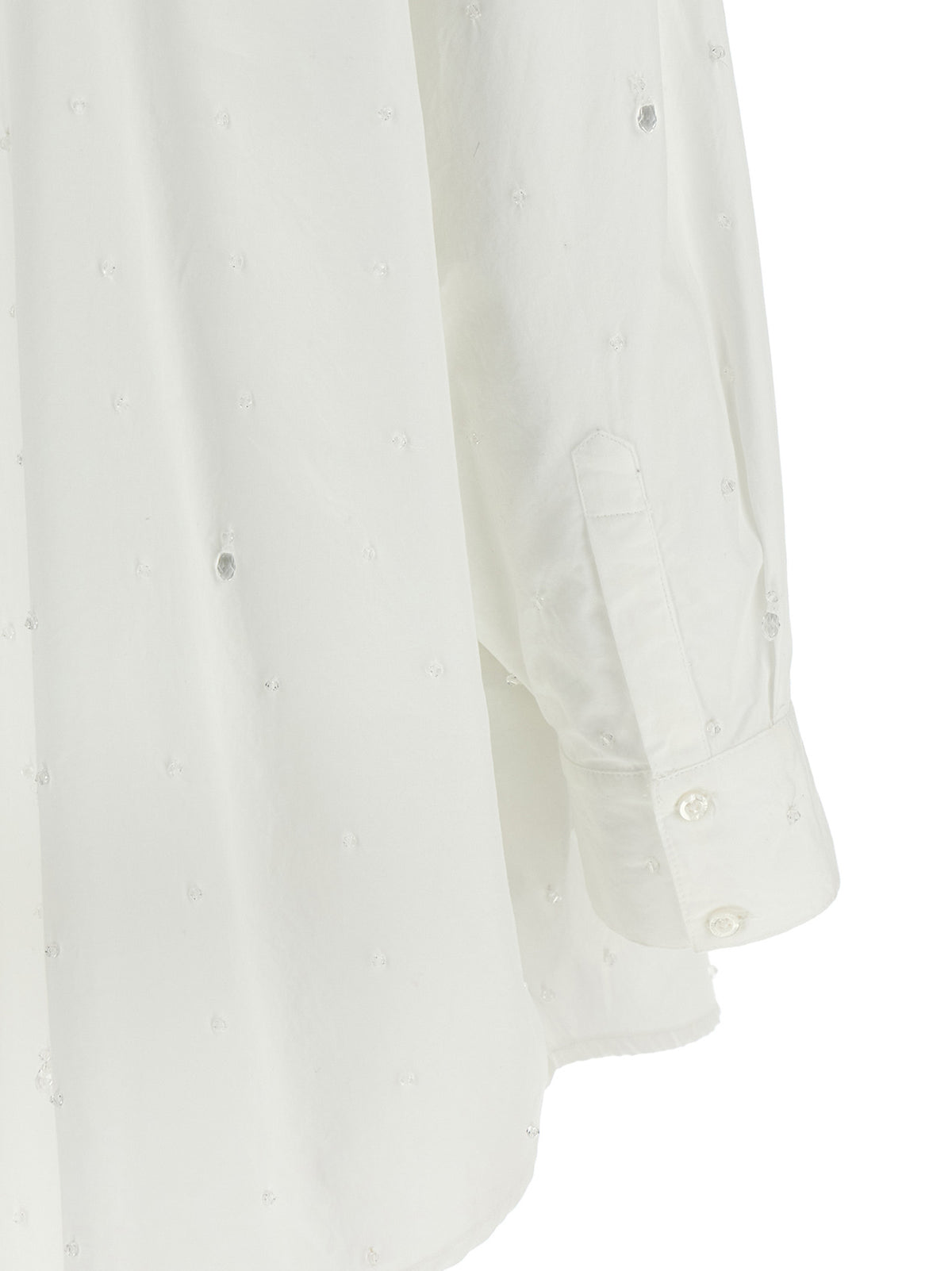 Giuseppe Di Morabito White Cotton Blouse with Crystal Appliqué