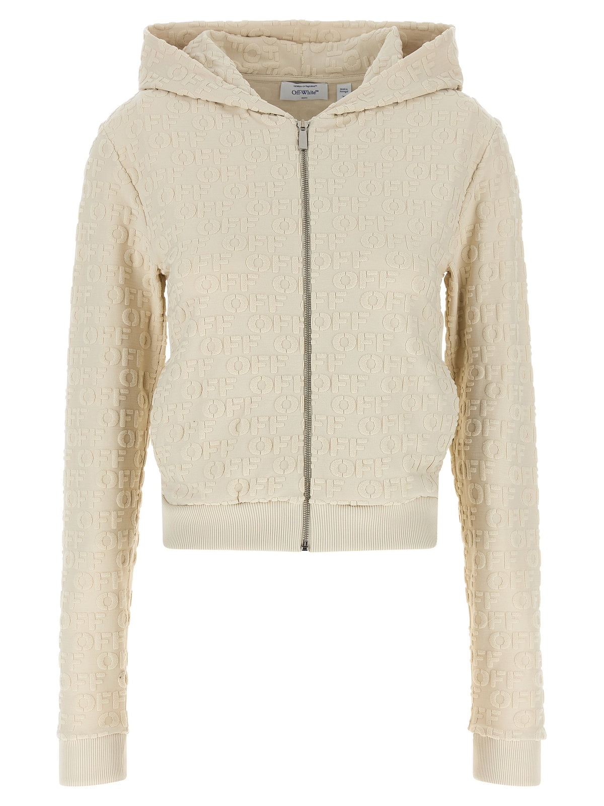 Off-White Beige Cotton Sweatshirt - Slim Fit Design