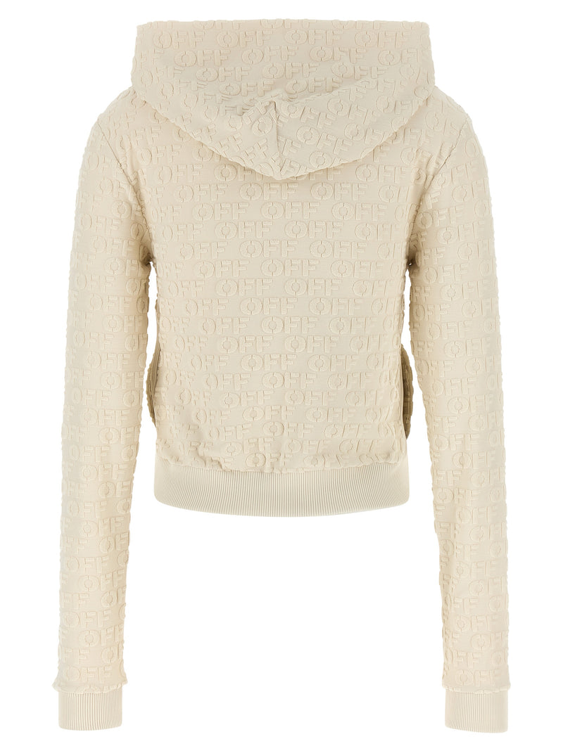 Off-White Beige Cotton Sweatshirt - Slim Fit Design