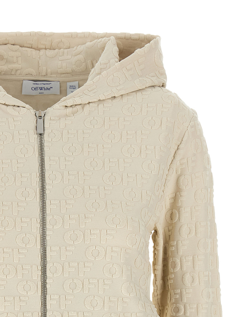 Off-White Beige Cotton Sweatshirt - Slim Fit Design