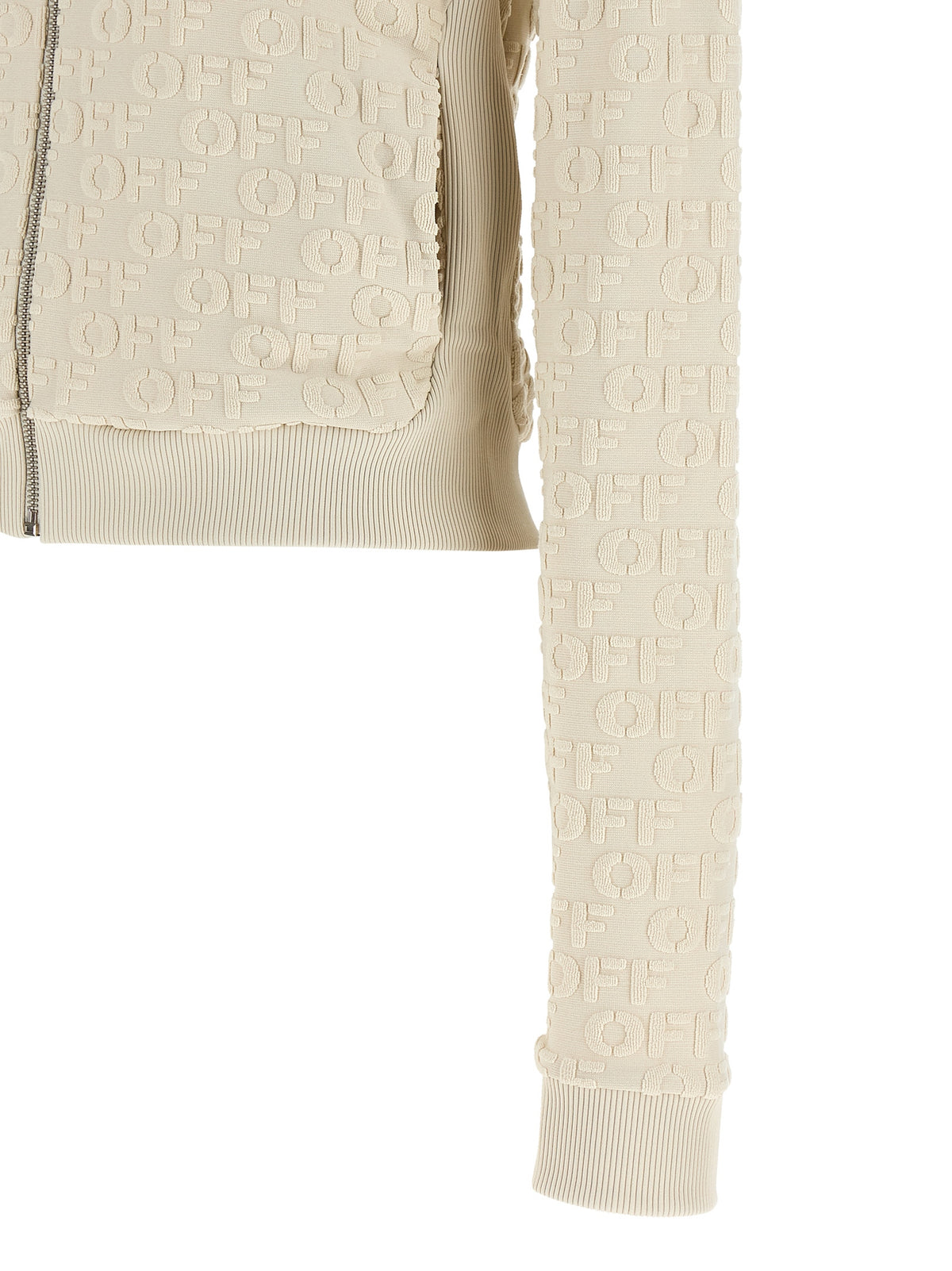 Off-White Beige Cotton Sweatshirt - Slim Fit Design