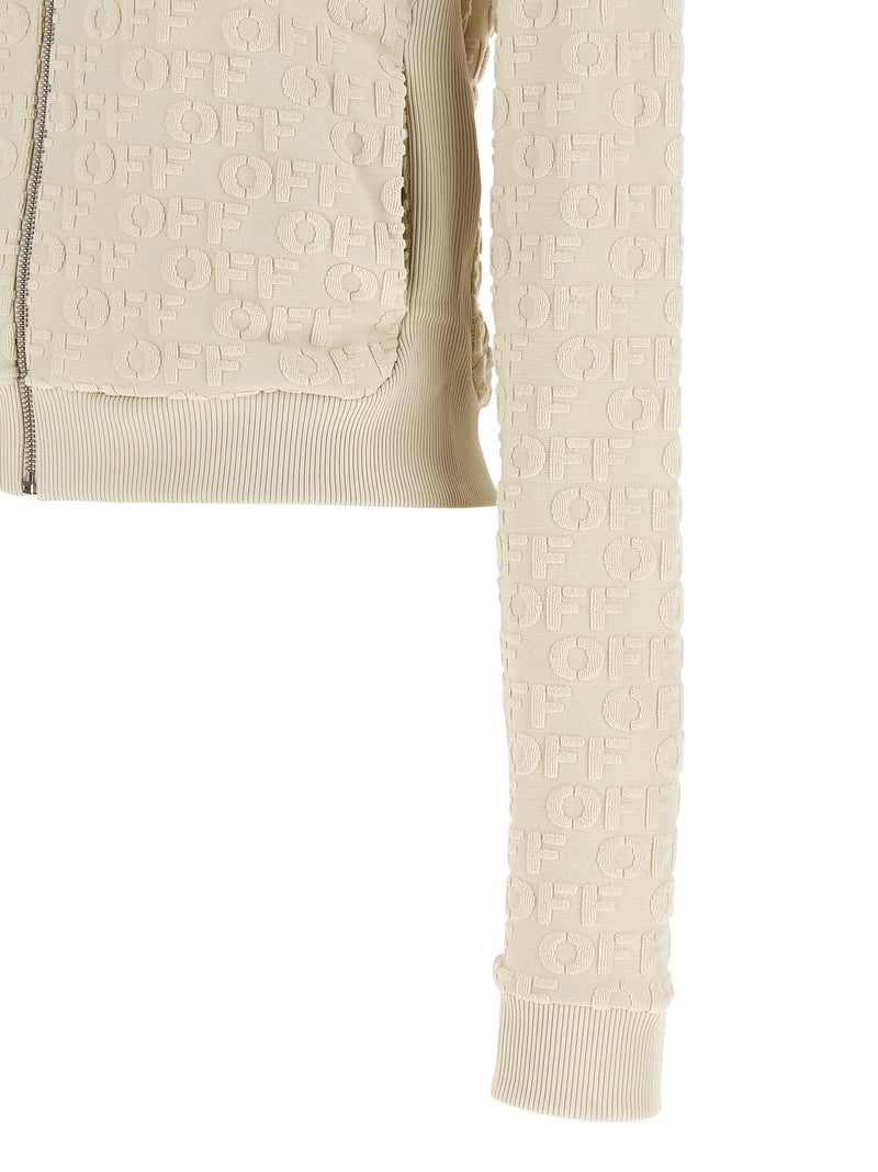 Off-White Beige Cotton Sweatshirt - Slim Fit Design