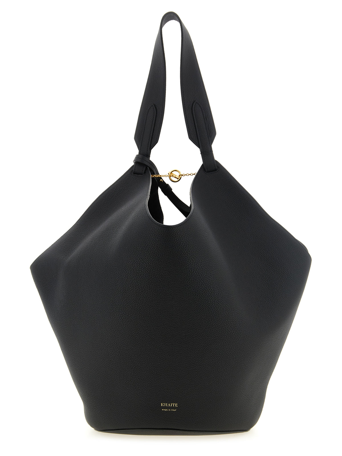 Khaite Black Calfskin Tote Bag - Lotus Midi Style