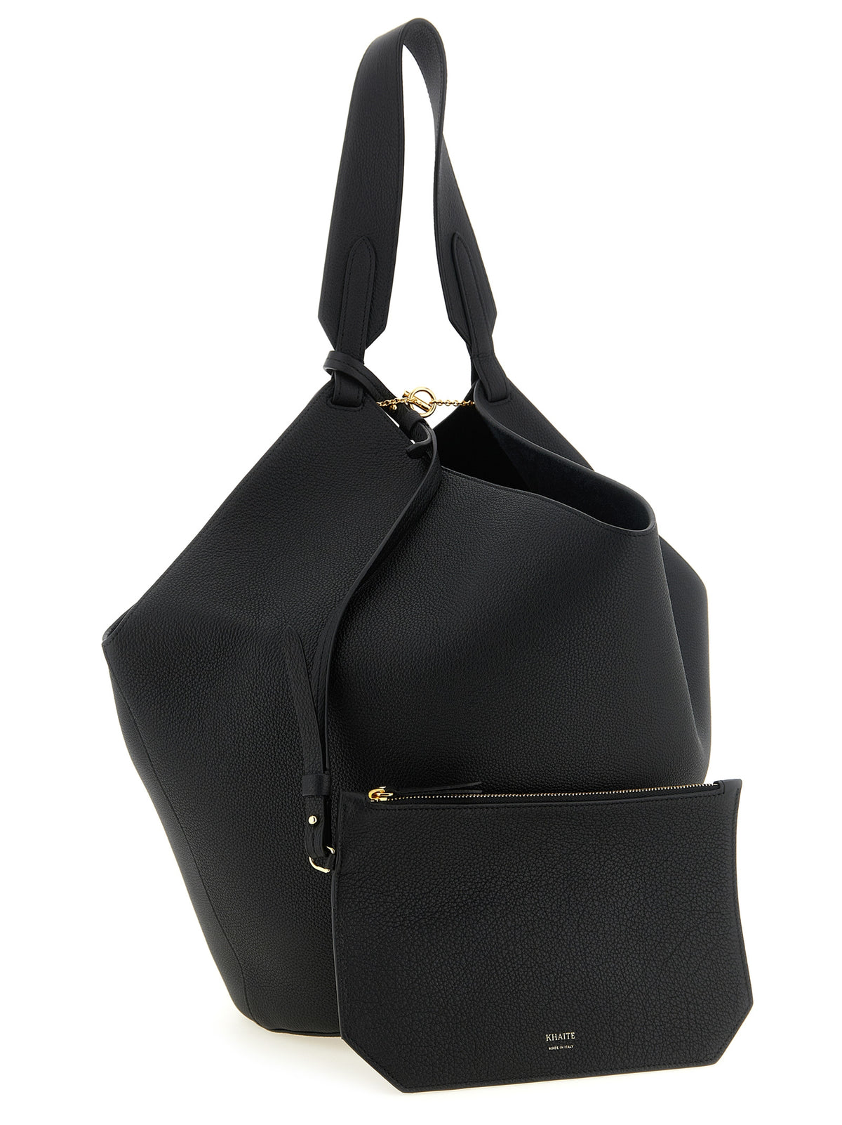 Khaite Black Calfskin Tote Bag - Lotus Midi Style