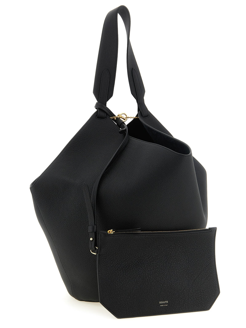 Khaite Black Calfskin Tote Bag - Lotus Midi Style