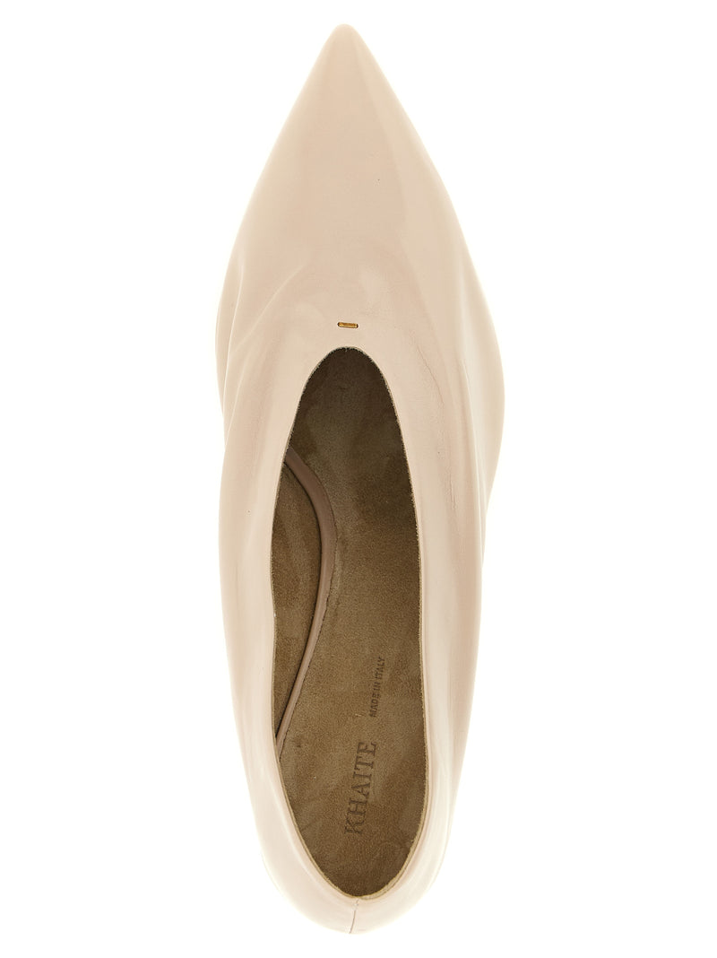 Khaite Beige Calfskin Mid Heel Pumps - Miriam