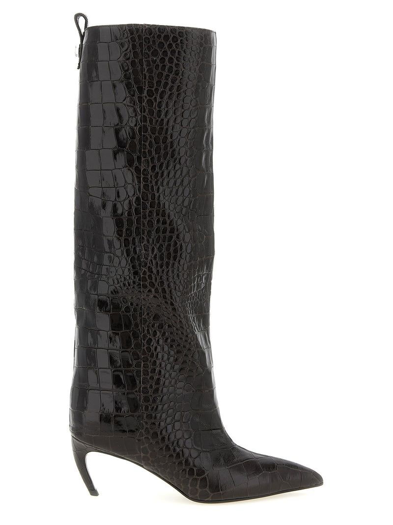 The Attico Lea Brown Bovine Leather Over The Knee Boots