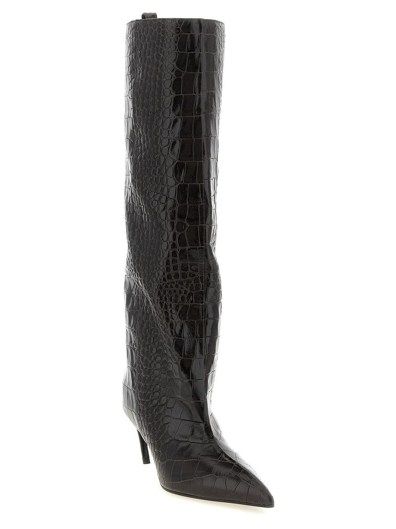 The Attico Lea Brown Bovine Leather Over The Knee Boots